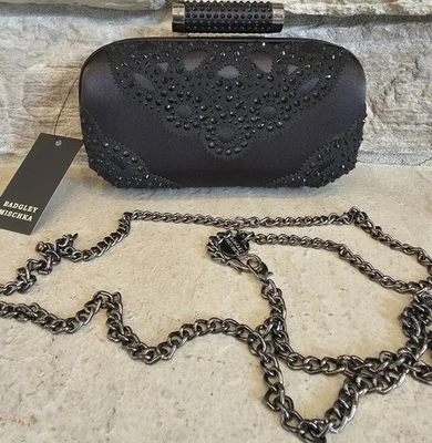 Nuevo NUEVO CON ETIQUETAS BADGLEY MISCHKA Mujer Abrazadera Bolso sin asas Bolso de mano Cadena Desmontable Negro Cartera Foto 1 de 4