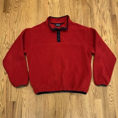 Vintage Lands End Snap Button Pullover Fleece Men's Size Large Made in USA Vtg  - Image 1 of 4