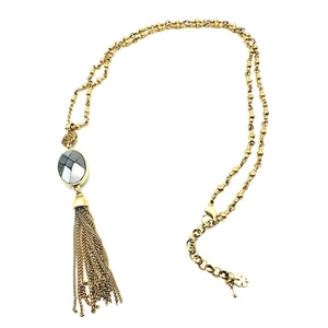 Lucky Brand BOHO NECKLACE Reversible Crystals Gold Tone - 30" - Picture 1 of 5