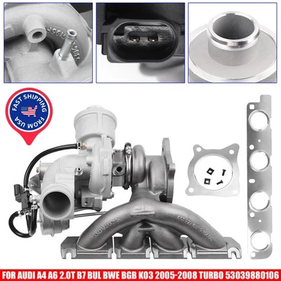 ​New Turbo for Audi A4 Quattro 2.0T 2005-2009 A3 2008-2013 K03 Turbo w/Actuator​ - Image 1 of 4
