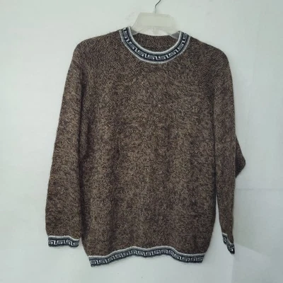 Auténtico Suéter Peruano Mezcla Alpaca Patrón Geométrico Para Hombre Talla L Marrón Foto 1 de 4