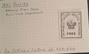 1891 New Zealand On Public Trust Office Business stamp Mint - Picture 1 of 3