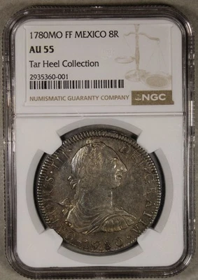 1780 Mo FF Mexico Silver 8 Reales NGC AU55 - Image 1 of 4