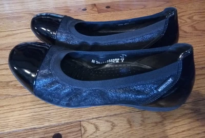 MEPHISTO Zapatos Mujer US 9 Negro Elettra Patente Puntera Ballet Planos Cómodos Foto 1 de 4