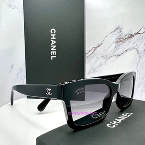 Occhiali da sole CHANEL neri quadrati polarizzati bianchi scritta sulla parte superiore 54-17-140 mm - Foto 1 di 22