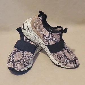 Steve Madden Snakeskin Print  Gold Glitter Platform Wedge Sneakers Slip On Sz 8 - Picture 1 of 12