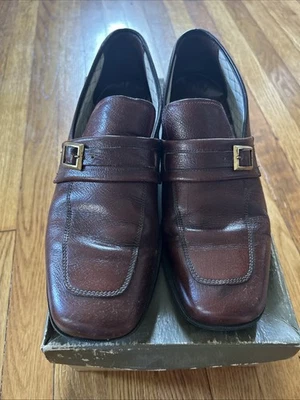 Mocasines sin cordones vintage de cuero marrón Thom McAn para hombre talla 8,5 Foto 1 de 4