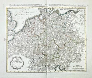Reich alemán Alemania mapa mapa Bourgoin grabado en cobre 1770 - Imagen 1 de 1