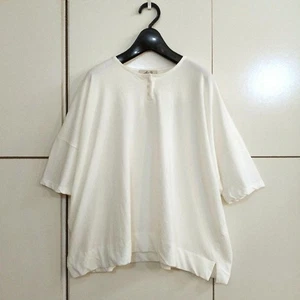 Maglione pullover ICHI Antiquites collo Henley largo bianco sporco donna mai usato - Foto 1 di 9