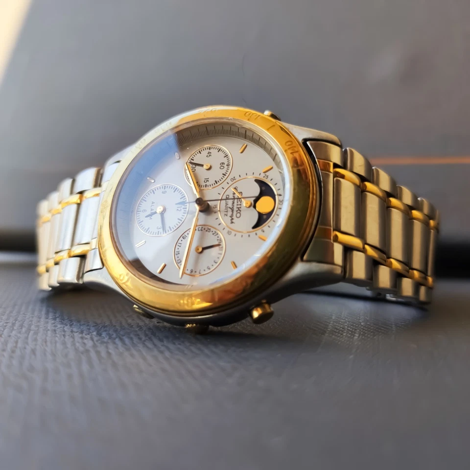 SEIKO crono 7T36-6A3A ANALOGICO FASI LUNARI VINTAGE - Immagine 1 di 4