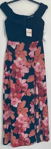 HERMOSO VESTIDO FLORAL LARGO NEGRO Y ROJO CHICA EN MENTE TALLA 12 SI6562C NUEVO CON ETIQUETAS NAVIDAD - Imagen 1 de 12