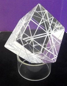 Vintage ? Space Age MCM Lucite Acrylic Op Art Desk Sculpture Cube w/ light 2871 - Foto 1 di 7
