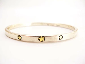 Sterling Silver & 18k Yellow Gold Star Bangle Bracelet by Stephen Burlingham - Picture 1 of 7