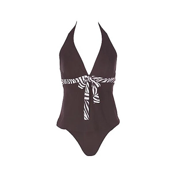 Figuras It! Tankini HIP HIDER estampa de zebra tendências de natação Halter PRETO tamanho 16 LEIA - Imagem 1 de 2