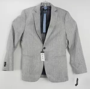 New Alfani Mens Szs S / 2XL Gray Herringbone Linen Stretch Notch 2 Button Blazer - Picture 1 of 10