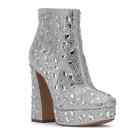 Jessica Simpson Womens 9.5 Dollyi Crystal Embellished Bootie Silver NEW