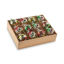 Raz Imports Vintage Style Christmas Ornaments Glass Set Box of 12 Red Green