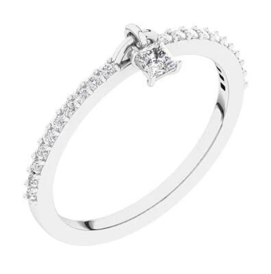 Anillo de boda de compromiso de diamantes redondos de princesa I1 G 0,30 quilates de oro blanco macizo de 14 quilates Foto 1 de 4