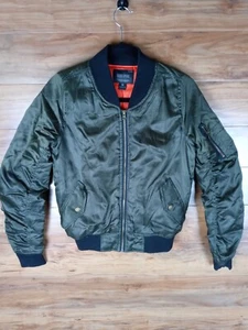 Red Fox Black Nylon Bomber Jacket Ladies Small Red Quilted Lining  Arm Pockets - Picture 1 of 11