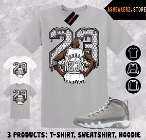 Tee Shirt Matching AJ 9 Cool Grey To Match Sneaker MJ 23 Back T-Shirt - Picture 1 of 3