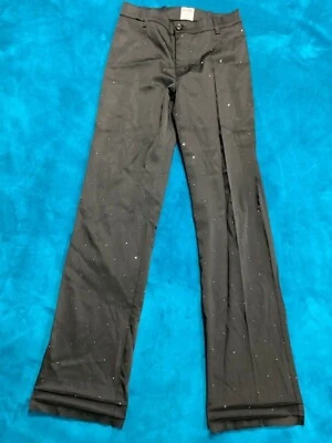Pantalones MOSCHINO JEANS Piedra Tachonados Italianos Negros Pierna Recta Dobladillo Satinado XS Foto 1 de 4