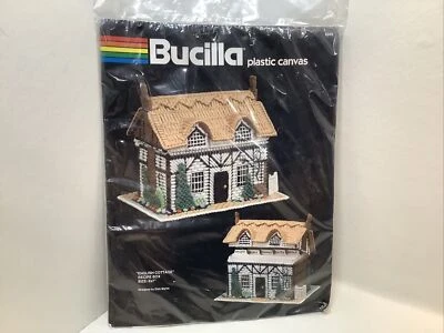 VTG Bucilla Craft Kit English Cottage RECIPE BOX Kitchen Plastic Canvas 6"x7" - Image 1 of 3