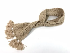 Crochet Loop Scarf Handmade Tan Beige 46" x 7-3/4" - Picture 1 of 5