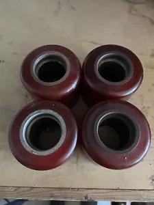 (SET OF 4) Pallet Jack Load Wheels | Dark Red Gum | 3.5"W x3 3/4" OD x 2" ID - Picture 1 of 7