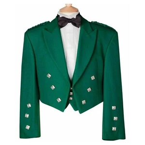 Chaqueta Para Hombre Verde Prince Charlie Kilt Chaqueta Escocesa Verde Lana Kilt Chaqueta 3 Botones - Imagen 1 de 2