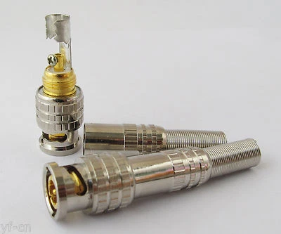 1pc BNC Male Metal Screw Plug Gold Pin with spring for CCTV Video RG59 RG6 Cable - Image 1 of 4