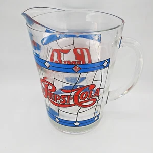 Jarra vintage Pepsi Cola 64 onzas diseño vitral jarra Pepsi 8" 1970 - Imagen 1 de 14