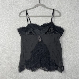 Victorias Secret Womens Silk Camisole Size L Black Goth Y2K Victorian Sexy - Picture 1 of 9