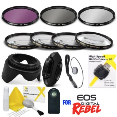 KIT FILTRO HD + KIT LENTE MACRO + MANDO A DISTANCIA + CAPÓ + USB PARA CANON EOS T3 T3I T4 T4I Foto 1 de 4