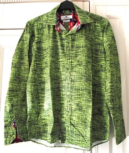 CLAUDIO LUGLI - GREEN COLORED PRINT SHIRT - SIZE L / 41-42 - BRAND NEW - Picture 1 of 3