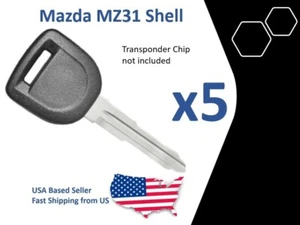 5x Transponder Key Shell With Blade for Mazda MZ31 Plug Style Chip Holder - Picture 1 of 1