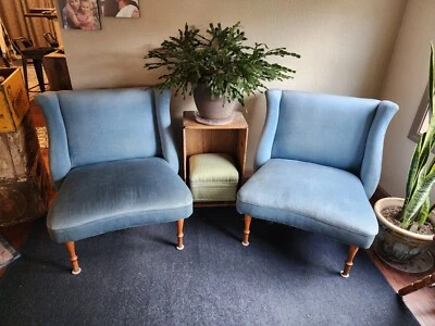 Sillas zapatillas antiguas. Terciopelo azul  Foto 1 de 4