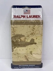 Ralph Lauren Smugglers Cove Wallpaper Border Airplanes Maps 5 Yards 6.83 Width - Picture 1 of 7