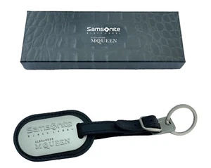 Exclusive ALEXANDER McQUEEN LUGGAGE TAG Samsonite Black LABEL Leather Black - Picture 1 of 5