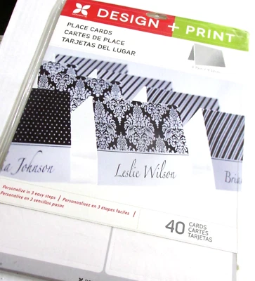 Design and Print Place Cards Tent Style DIY Printable White 40 Ct Event Wedding - Image 1 of 4