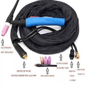 WP-17FV Torcia per saldatura Tig completa testa flessibile raffreddata ad aria 3 m/5 m/7 m spina rapida - Foto 1 di 5