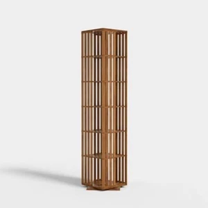 Rotating Bookshelf Tower Display Spinning Bamboo Floor Standing Storage Rack - Picture 1 of 7