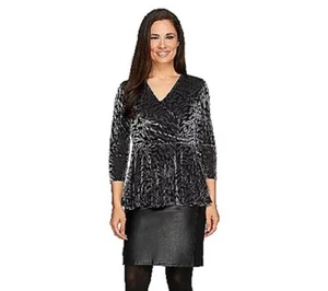 Top mujer con control XS verde manga larga peplum con detalle Burnout - Imagen 1 de 5