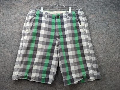 Шорты мужские American Eagle 34 серые зеленые клетчатые длиннее хлопок чино опрятные - Изображение 1 из 4