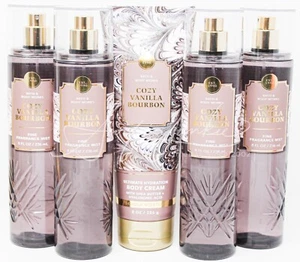 Bath Body Works Cozy Vanilla Bourbon Body Spray Fragrance Mist Lotion Cream 5pc - Picture 1 of 1
