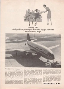 Boeing 737 Twinjet Comfort Jetliner Airline Print Ad 1967 - Picture 1 of 5