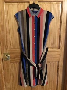 Abito donna Apt.9 piccolo multi righe senza maniche vendita al dettaglio $50 (s-blk-44-13) - Foto 1 di 6