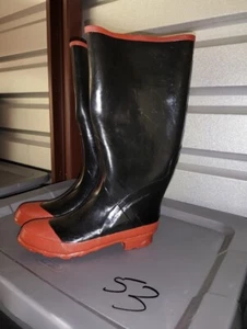 Men's Black W/Red Weather Spirits Waterproof Rubber Boots Sz 8M - Picture 1 of 4