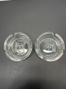ARC France Clear Glass Ashtrays Etched Souvenirs Stackable Lot of 2 Vintage Nice - Picture 1 of 12