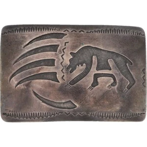Sterling Silver Bear Claw Floyd Namingha Lomakuyvaya Hopi Vintage Belt Buckle - Picture 1 of 9