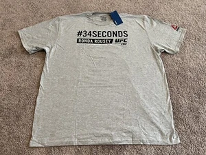 UFC Ronda Rousey #34 seconds Mens Gray  Reebok T Shirt 2XL NWT - Picture 1 of 9